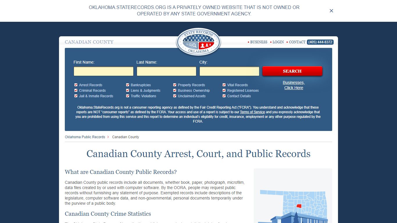 Canadian County Arrest, Court, and Public Records