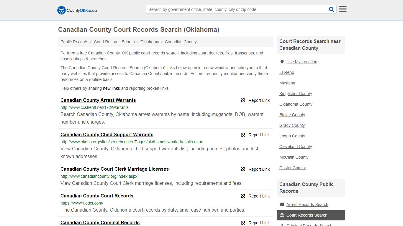 Court Records Search - Canadian County, OK (Adoptions, Criminal, Child ...